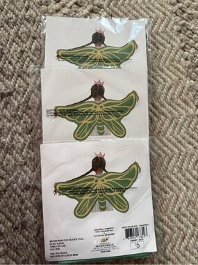 Kids Dragonfly Wings Costume Accessory - Green yellow satin 48” 3-9 yr set of 3